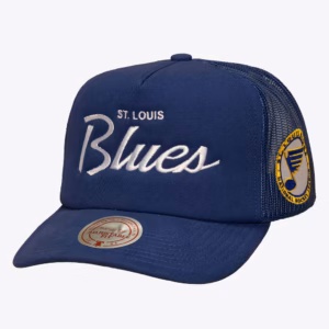 St. Louis Blues Mitchell & Ness Head Coach Trucker Adjustable Hat